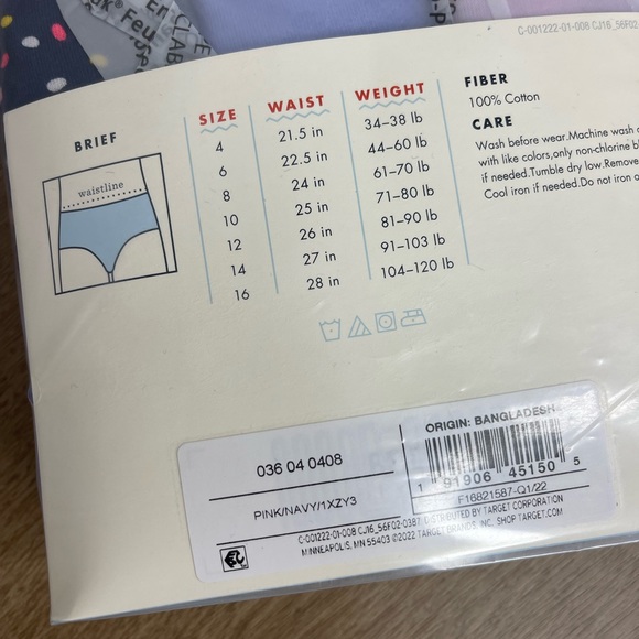 Cat & Jack Girls Size 12- Brief Underwear 10 pack (100% cotton) - Picture 2 of 4